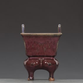 An Exquisite Jun yao Purple Glazed Double-Ears and Four Legs Censer