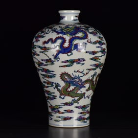 An Exquisite Doucai Auspicious Cloud and Dragon Pattern Vase
