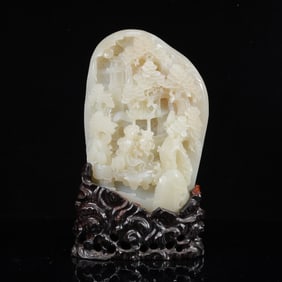 An Exquisite White Jade Landscape Ornament
