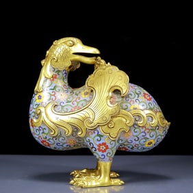 An Exquisite Cloisonne Phoenix-Shaped Censer
