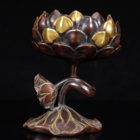 A Rare Gilt Bronze Lotus Ornament
