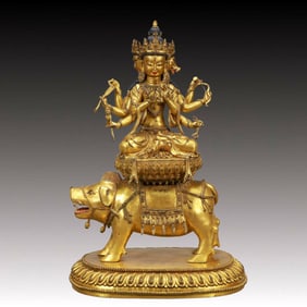 A Solemn Gilt Bronze Statue of Gautama’s Mother