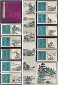 A Chinese Album Ink Painting of Landscape on Silk