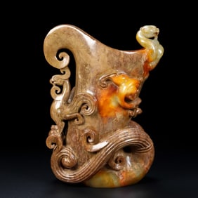 An Archaic Gaogu yu Dragon and Phoenix Pattern Goblet