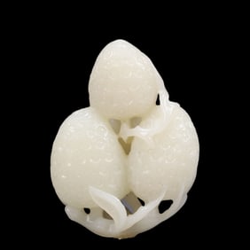 An Exquisite White Jade Strawberry Ornament
