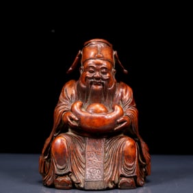 An Exquisite Bamboo Statue of Mammon