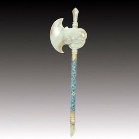 A Huge Cloisonne Lotus Pattern Axe Ornament