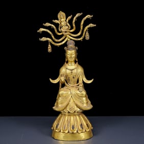 A Huge Gilt Bronze Statue of Avalokitesvara