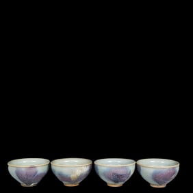 A Set of Fine Jun yao Sky Blue Glazed Cups
