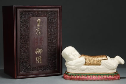 A Exquisite White Glaze Figures Porcelain Pillow