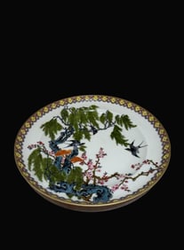 A Exquisite Famille-Rose Flower and Bird Pattern Plate