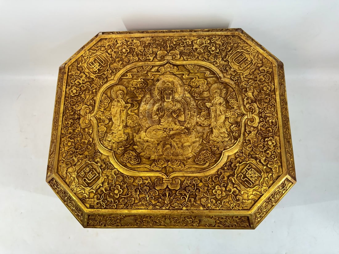 A Exquisite Gilt Bronze Buddhist Scripture Box (1 of 5)