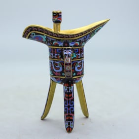 A Exquisite Enamel Tripod Goblet