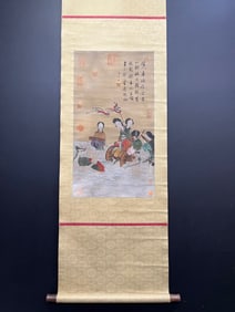 A Chinese Vertical Scroll Ink Figure Painting on Silk