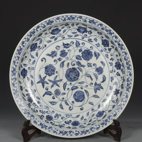 A Exquisite Blue and White Flower Pattern Plate
