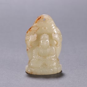 A Rare Hetian Jade Statue of Sakyamuni Pendant
