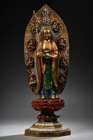 A Exquisite Bronze Painted Gold Bodhisattva Buddha Statue
