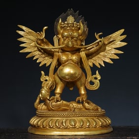 A Exquisite Gilt Bronze Bird-Shaped Buddha Statue