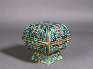 A Exquisite Cloisonne Flower Pattern Box