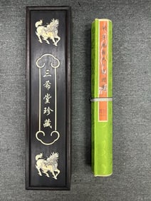 A Chinese Hand Scroll Ink Figure Painting on Silk