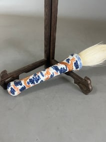A Exquisite Blue and White Gilt Dragon Pattern Writing Brush