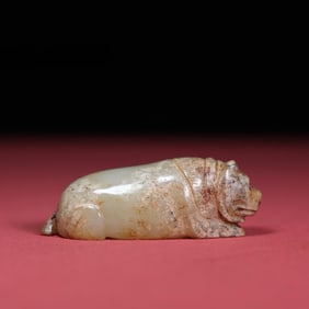 A Exquisite Hotan White Jade Bear Ornament