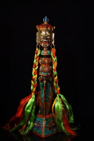 A Exquisite Thogchag Inlaid Dzi bead Gems Ornament