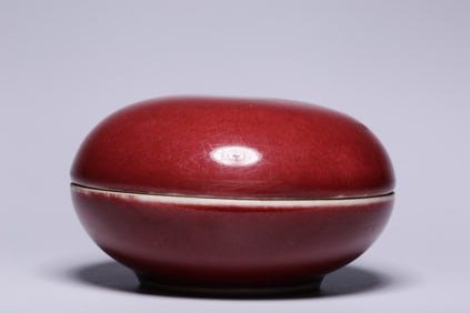 A Rare Red Glazed Seal Paste Box