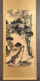 A Chinese Vertical Scroll Ink Painting of Flower and Bird on Paper