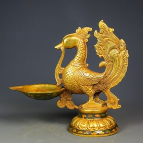 A Exquisite Gilt Bronze Phoenix Cup