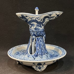 A Exquisite Blue and White Dragon Pattern Goblet