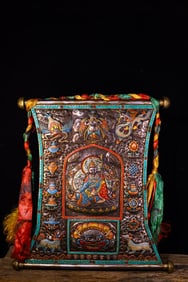 A Exquisite Thogchag Inlaid Dzi bead Gems Thangka