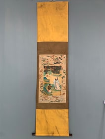 A Chinese Vertical Scroll Ink Painting of Figure on Silk