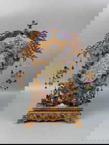 A Exquisite Cloisonne Inlaid Hetian Jade Screen