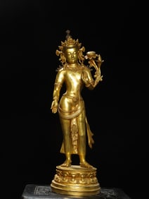 A Exquisite Gilt Bronze Tara Ornament
