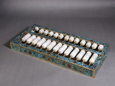 A Exquisite Cloisonne Inlaid Hotan Jade Abacus