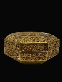 A Exquisite Gilt Bronze Dragon Pattern Box