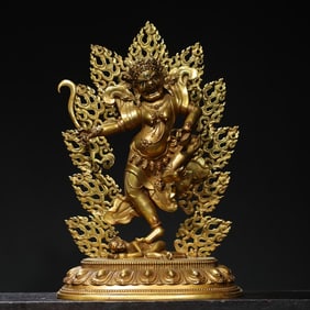 A Exquisite Gilt Bronze Vajra Dharma Protector Buddha Statue