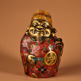 A Exquisite Bronze Cloisonne Figures Ornament