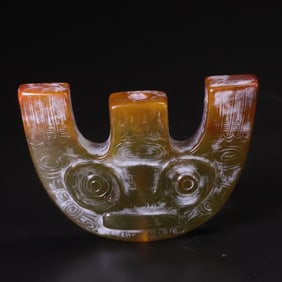 An Archaic Gaogu Jade Three-Pronged Implement