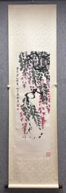 A Chinese Vertical Scroll Ink Painting of Flowers on Paper
