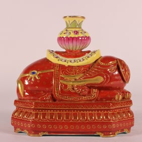 A Exquisite Iron-Red Painted Gold Elephant Ornament