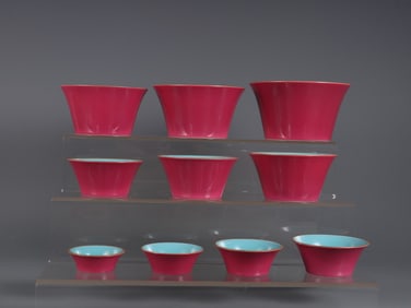 A Set of Exquisite Ruby Red-Glazed Cup