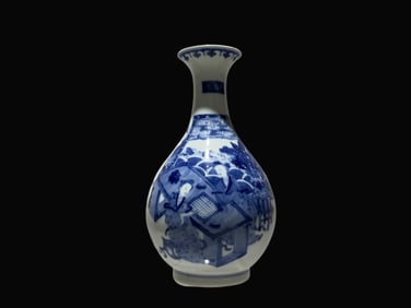 A Exquisite Blue and White Figures Pattern Vase