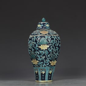 A Exquisite Fahua Glazed Lotus Pattern Vase