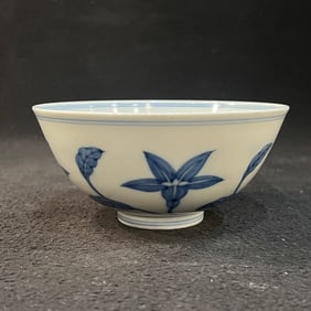 A Exquisite Blue and White Flower Pattern Bowl