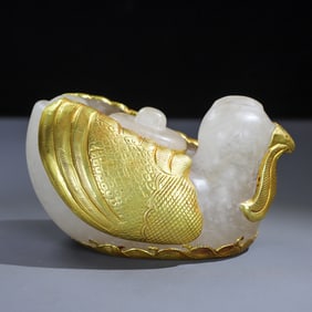 A Exquisite Crystal Inlaid Gilt Mandarin Duck