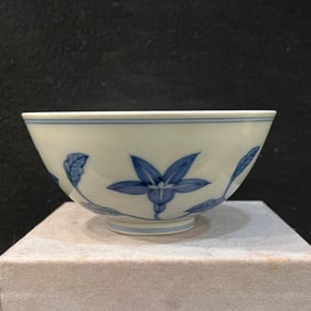 A Exquisite Blue and White Flower Pattern Bowl