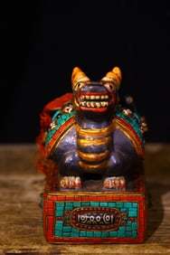 A Exquisite Meteorite Cloisonne Inlaid Gems Dzi bead Ornament