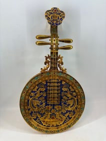 A Exquisite Gilt Bronze Inlaid Gems Musical Instrument